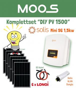 Mini PV Komplettset „DIY PV 1500“ inkl. 6 x Longi 370W, Solis Mini S6 1,5K mit WLAN, Kabel und Zubehör
