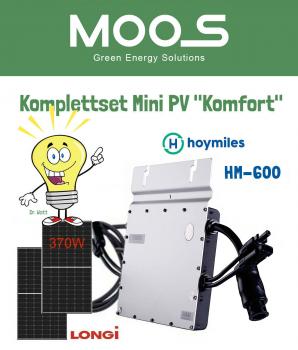 " B2B" Komplettset Mini PV "Komfort"  inkl. Hoymiles HM-600, 2 x Modul 370W* und 3m AC Anschlusskabel