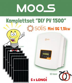 Mini PV Komplettset „DIY PV 1500“ inkl. 6 x Modul 380W*, Solis Mini S6 1,5K mit Kabel und Zubehör