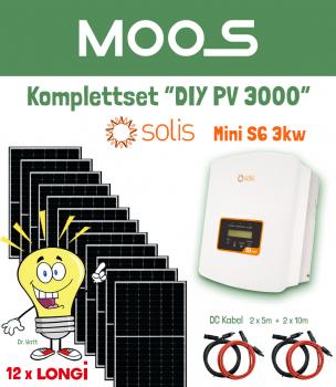 Mini PV Komplettset „DIY PV 3000“ inkl. 12 x Modul 370W*, Solis Mini S6 3K mit Kabel und Zubehör