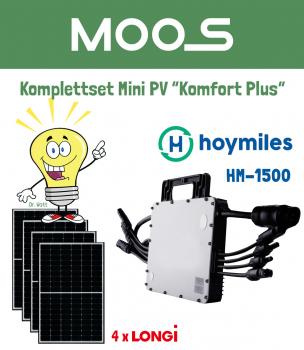 Mini PV Komplettset “Komfort Plus” inkl. Hoymiles HM-1500 und 4 x Longi 370W