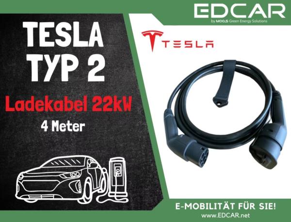 Tesla Typ 2 Ladekabel 22KW 4m